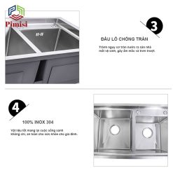 Chậu rửa chén Pimisi PC-8245C chuẩn 100% inox 304