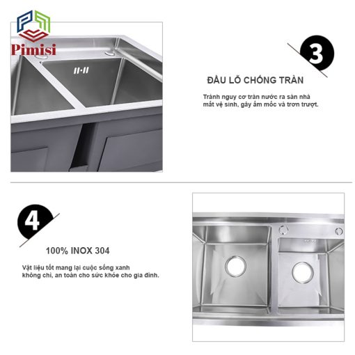 Chậu rửa chén Pimisi PC-8245C chuẩn 100% inox 304
