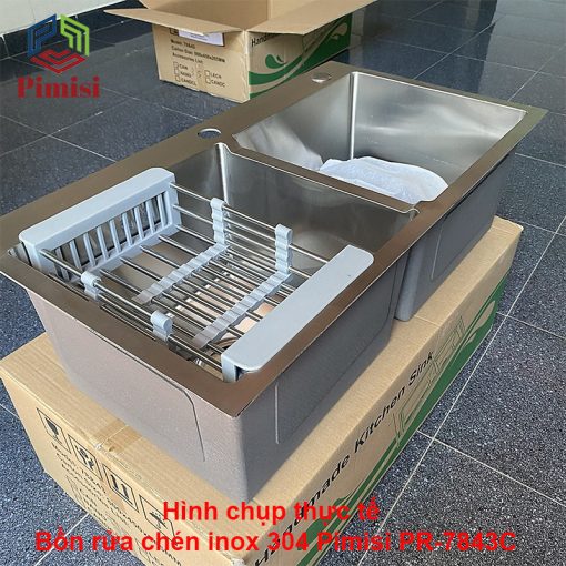 Hình chụp thực tế bồn rửa chén inox 304 Pimisi PR-7843C