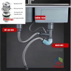 Xi phông chậu rửa bát Pimisi PR-8245L thiết kế đặc biệt ngăn mùi hiệu quả