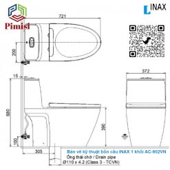 Bản vẽ kỹ thuật bồn cầu 1 khối INAX AC-902VN