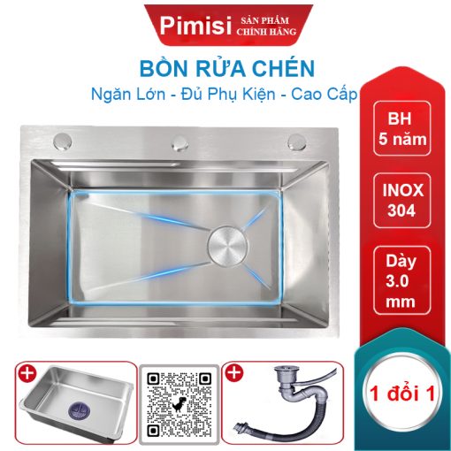 bồn rửa chén inox 1 hộc lớn pimisi pr-7846