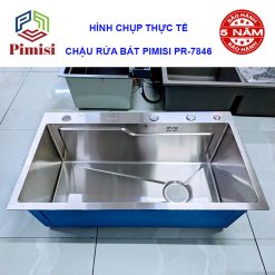 Hình chụp thực tế chậu rửa bát inox 1 hố lớn Pimisi PR-7846