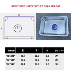 Kích thước khau phụ theo chậu rửa Pimisi PR-7846