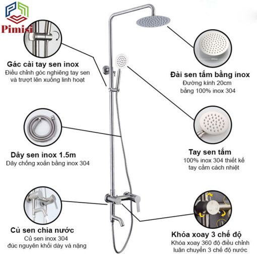 Bộ sen cây inox 304 Pimisi PSC-301C