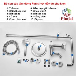 Bộ sen cây tắm đứng Pimisi PSC-301C đầy đủ phụ kiện