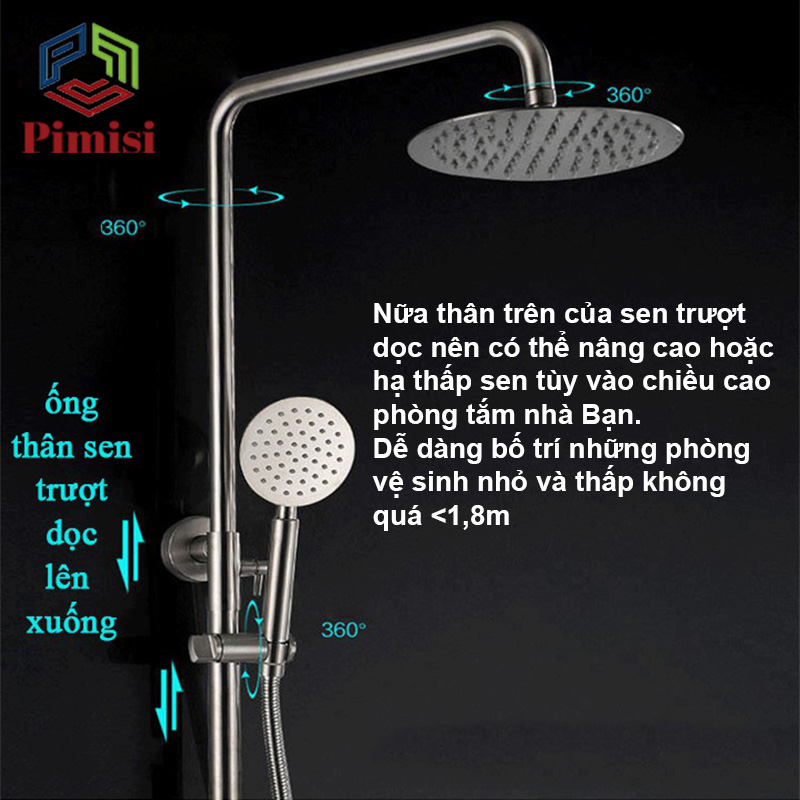 Sen cây tắm Pimisi PSC-301C có thể lắp với nhà vệ sinh nhỏ