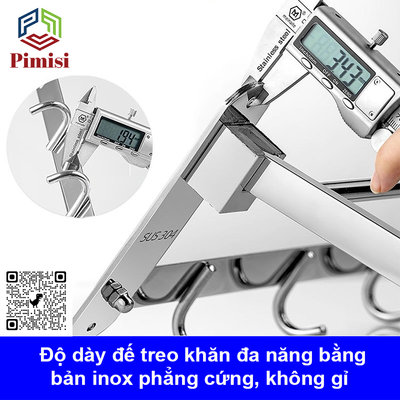 Thanh treo khăn phòng tắm Pimisi PR-011WM với chân đế đặc chắc chắn