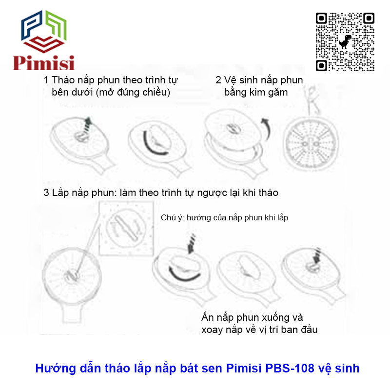 Hướng dẫn vệ sinh bát sen tắm Pimisi PBS-108
