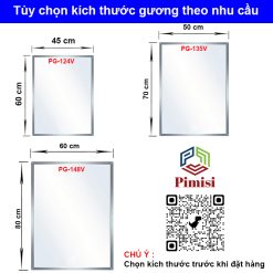 Kích thước gương nhà tắm Pimisi PG-135V chữ nhật