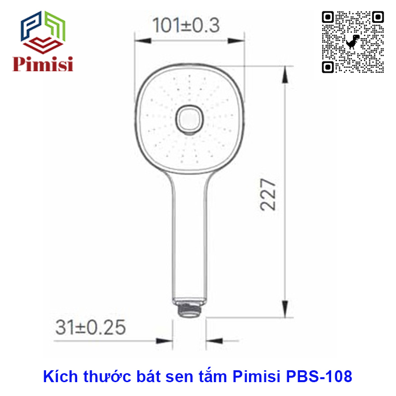 Kích thước tay sen tắm Pimisi PBS-108