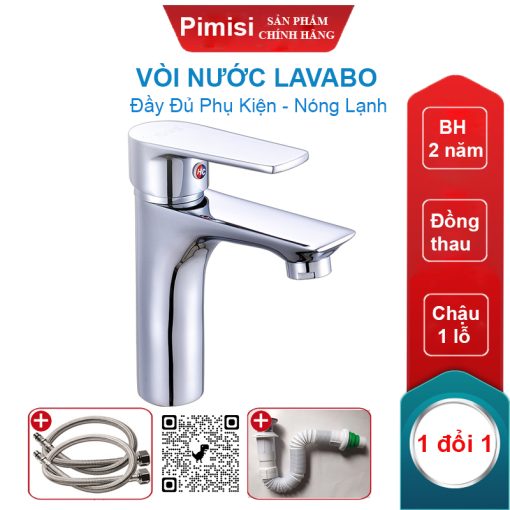 Vòi nước lavabo Pimisi PV-306C-1 nóng lạnh 1 lỗ