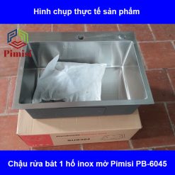 Hình chụp thực tế chậu rửa bát 1 hố inox mờ Pimisi PB-6045