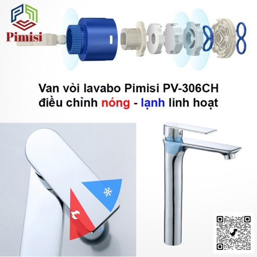 Vòi chậu lavabo Pimisi PV-306CH thân cao 30 cm - Ảnh 5