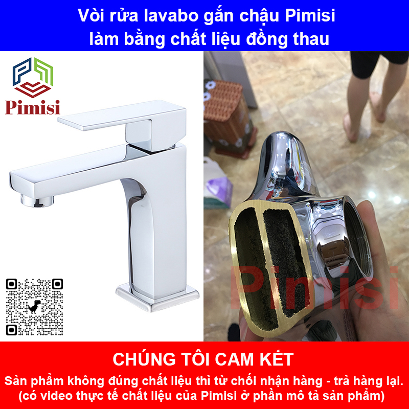 Vòi nước lavabo Pimisi PV-418C-1 làm từ đồng thau