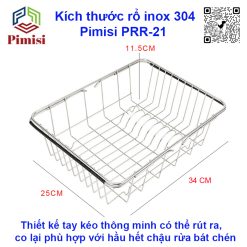 Kích thước rổ gác bồn rửa chén Pimisi PRR-21
