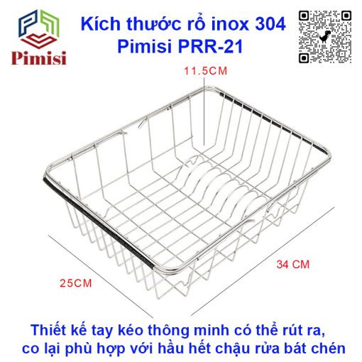 Kích thước rổ gác bồn rửa chén Pimisi PRR-21