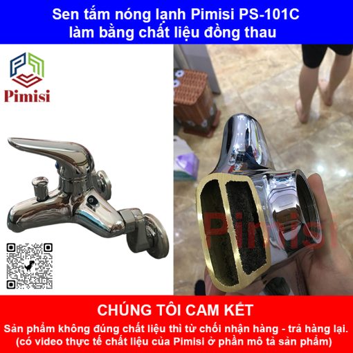 Vòi hoa sen Pimisi PS-101C được làm từ chất liệu đồng thau