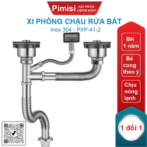 Xi phông chậu rửa bát đôi inox 304 Pimisi PXP-41-2