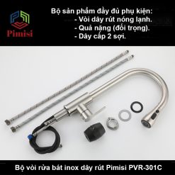 Bộ sản phẩm vòi bếp Pimisi PVR-301C đầy đủ phụ kiện