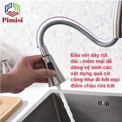 Đầu vòi rửa bát Pimisi PVR-301C dây dài và mềm mại dễ dàng vệ sinh xoong nồi quá cỡ