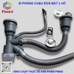Hình chụp thực tế xi phông chậu rửa bát Pimsisi PXP-21-2 kiểu 2 hố 1 tràn