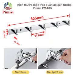 Kích thước móc treo quần áo gắn tường Pimisi PM-015