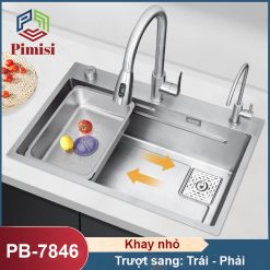 Bồn rửa bát chén Pimisi PB-7846 luxury khay nhỏ trượt trái phải