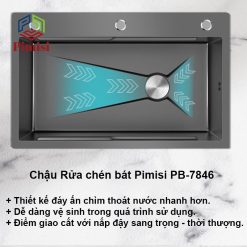 Đáy chậu rửa chén bát Pimisi PB-7846 thiết kế thoát nước nhanh hơn