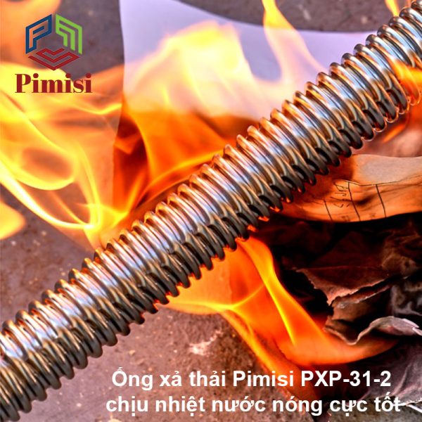 Ống dẫn xi phông Pimisi PXP-31-2 từ inox nên chịu nhiệt tốt nước nóng lạnh