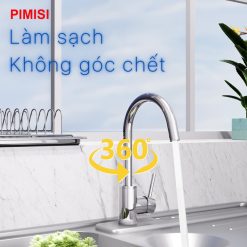 Vòi chậu rửa bát nóng lạnh Pimisi PVB-555C xoay 360 độ làm sạch không góc chết