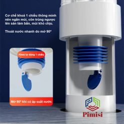 Bộ đầu nối thoát nước Pimisi PDT-501 thiết kế cửa xã mở 90 độ