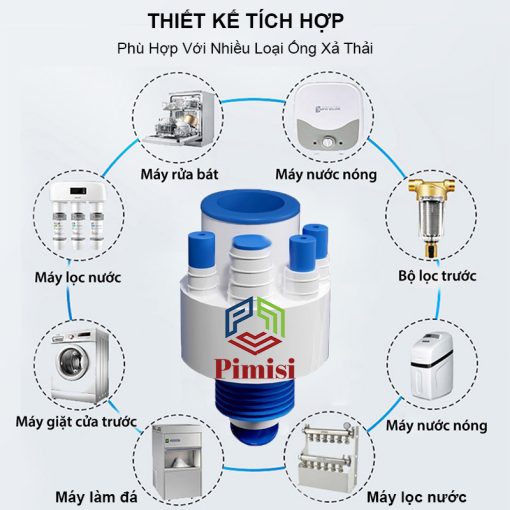 Đầu nối xả nước chống mùi Pimisi PDT-501 tích hợp tất cả ống xả