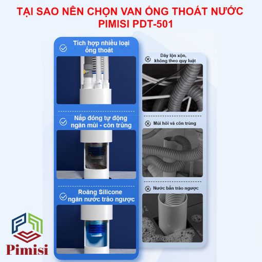 Đầu xả thải nước chống côn trùng - trào ngược Pimisi PDT-501 cho nhà bạn
