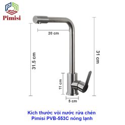 Kích thước vòi nước rửa chén Pimisi PVB-553C