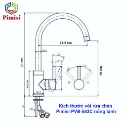 Kích thước vòi rửa chén Pimisi PVB-543C