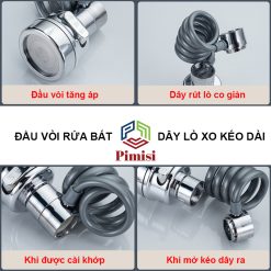Đầu vòi rửa bát dây lò xo kéo dài Pimisi PDV-35