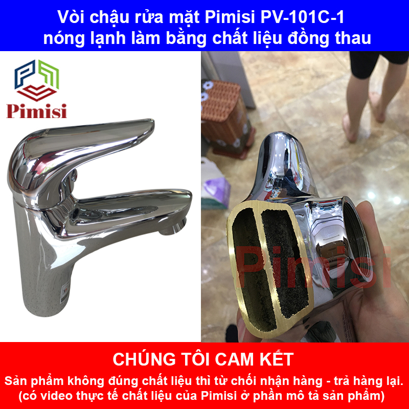 Vòi lavabo Pimisi PV-101C-1 làm từ đồng thau