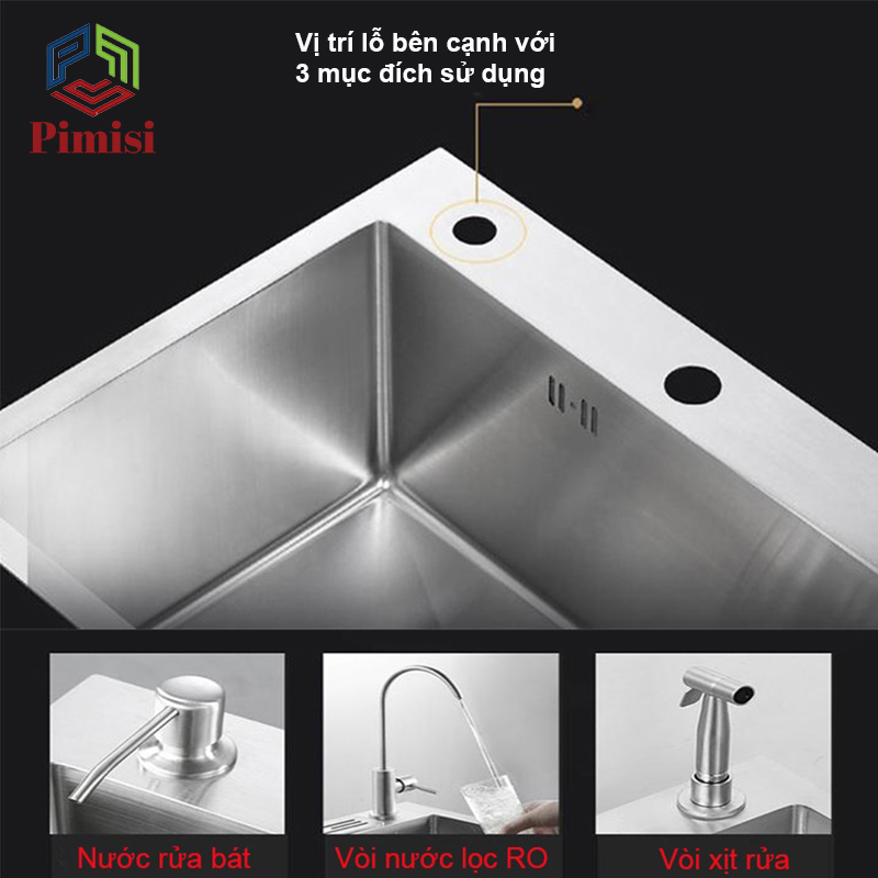 Bồn Rửa Chén 1 Hộc Inox 304 Pimisi PC-6245