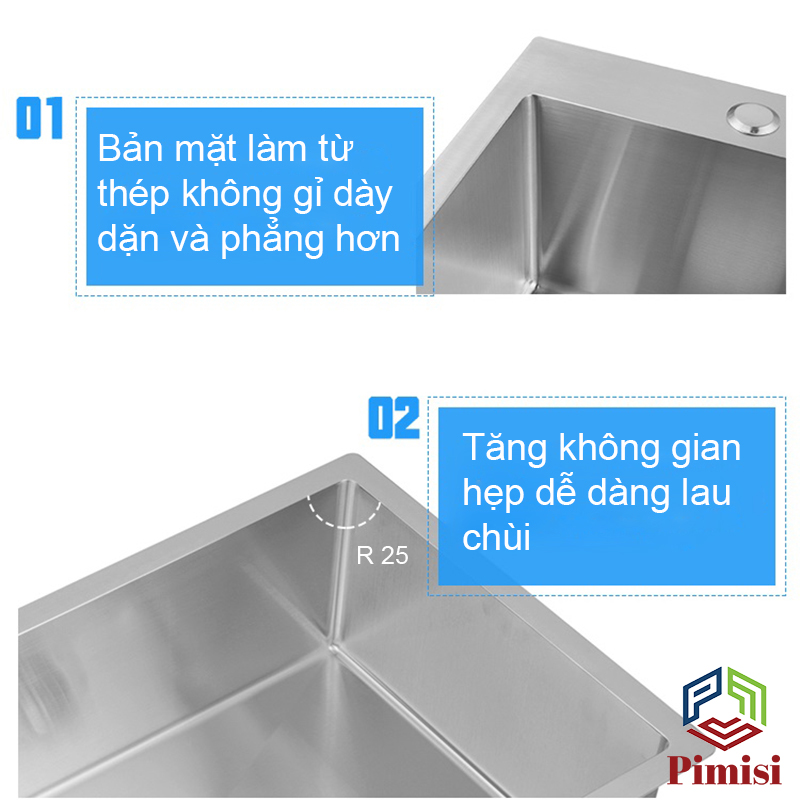 Chậu rửa bát đơn inox 304 Pimisi PC-6245