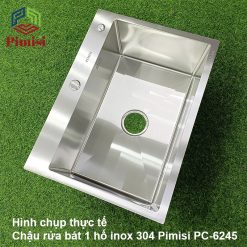Hình chụp thực tế chậu rửa bát 1 hố inox 304 Pimisi PC-6245