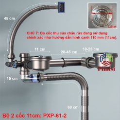 Kích thước xi phông chậu rửa bát Pimisi PXP-61-2