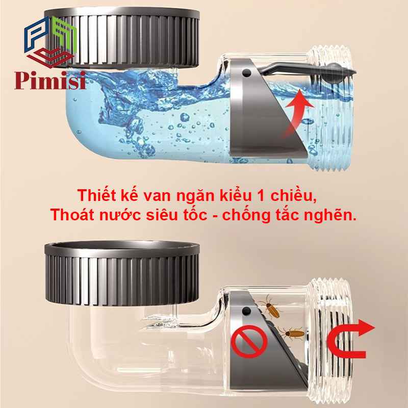 si phong chậu rửa bát Pimisi PXP-61-2 thoát nước siêu tốc, chống tắc nghẽn