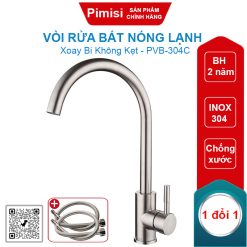 Vòi rửa bát inox 304 Pimisi PVB-304C nóng lạnh