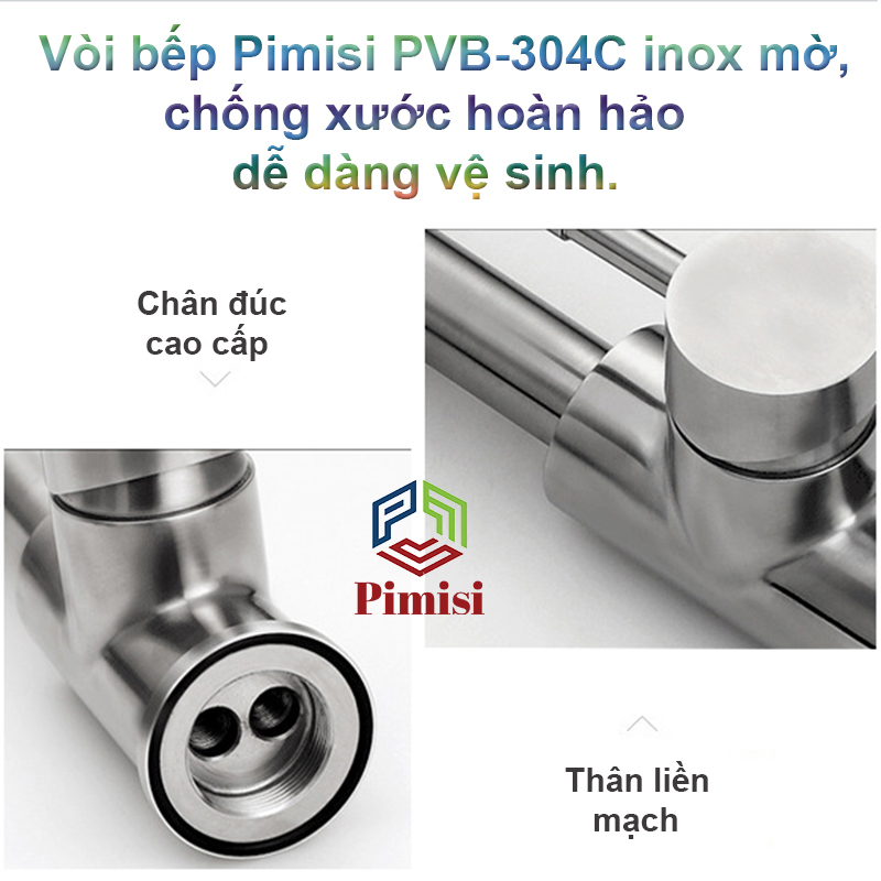 Vòi rửa chén Pimisi PVB-304C inox mờ