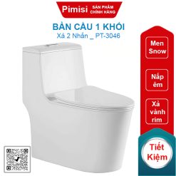 Bàn cầu 1 khối Pimisi PT-3046 két liền nắp êm