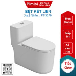 Bệt két liền Pimisi PT-3079 nắp êm, dễ vệ sinh