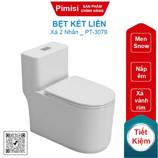 Bệt két liền Pimisi PT-3079 nắp êm, dễ vệ sinh