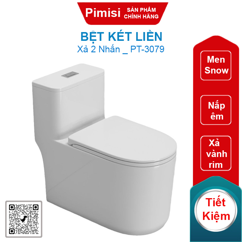 Bệt két liền Pimisi PT-3079 nắp êm, dễ vệ sinh