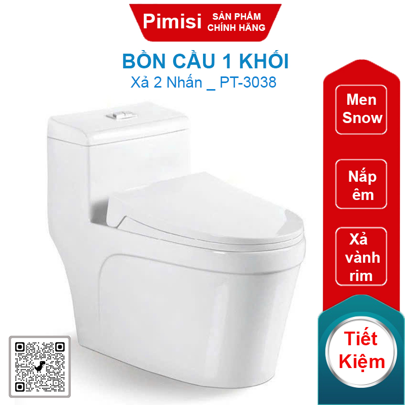 Bồn cầu 1 khối Pimisi PT-3038 nắp êm